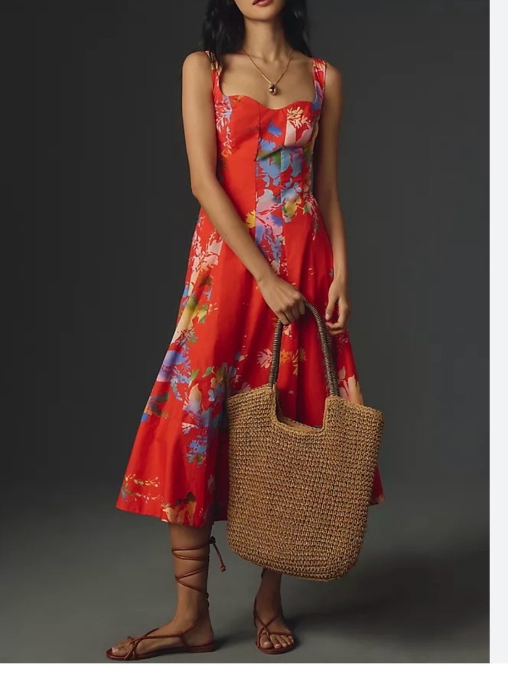 Anthropologie Seamed Sweetheart Midi Dress